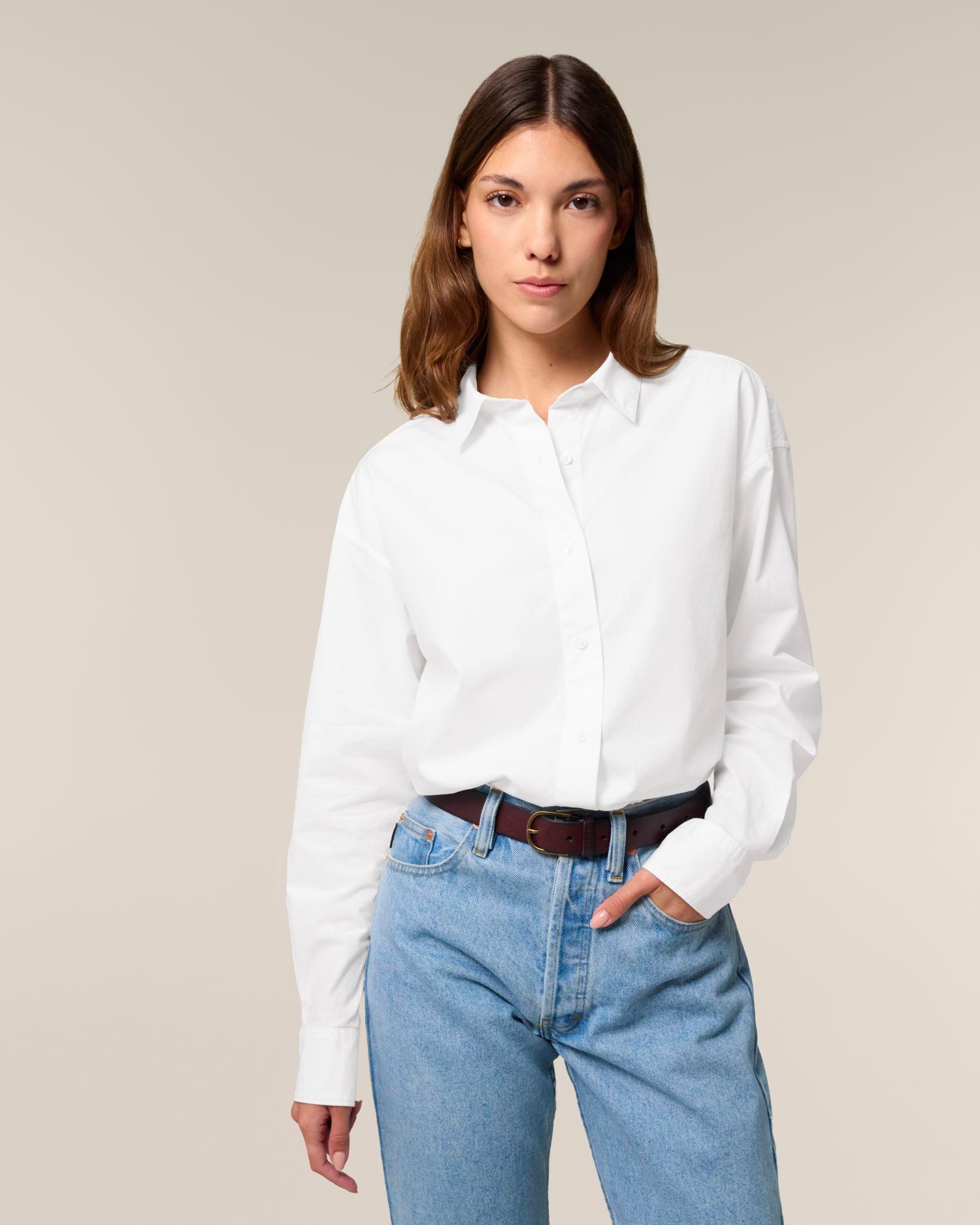 Women's Relaxed Poplin Shirt - 130 GSM | Stella Styler Shirt STWW973