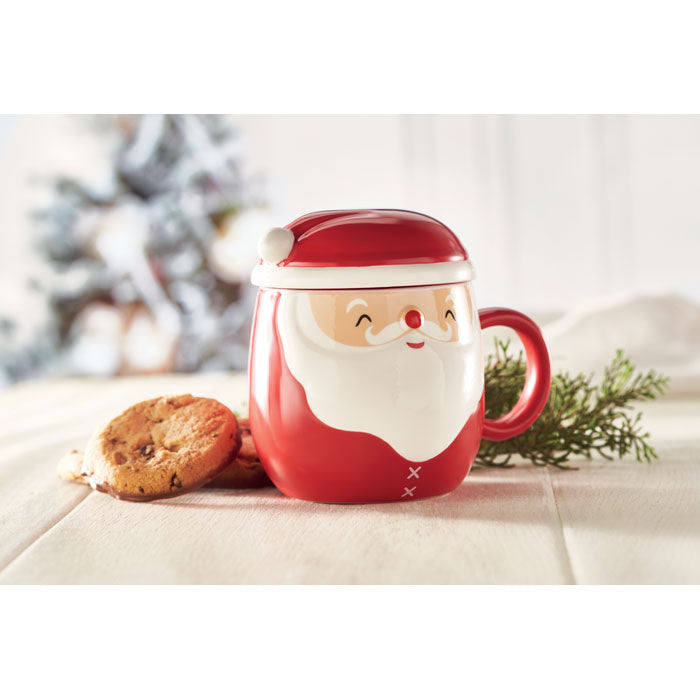 Taza de Cerámica Con Tapa 370 ml | Papá Noel-CX1492