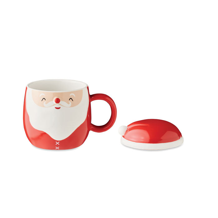 Taza de Cerámica Con Tapa 370 ml | Papá Noel-CX1492