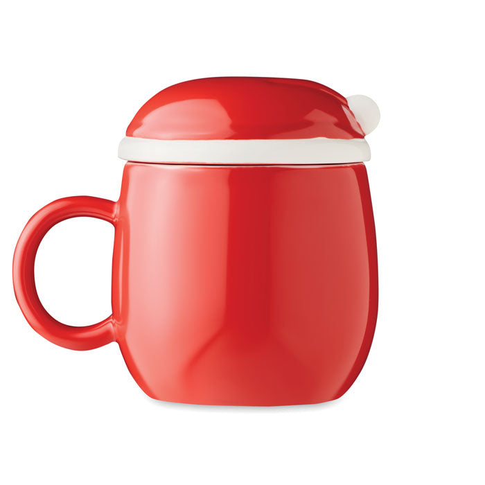 Ceramic Mug With Lid 370 ml | SANTA - CX1492