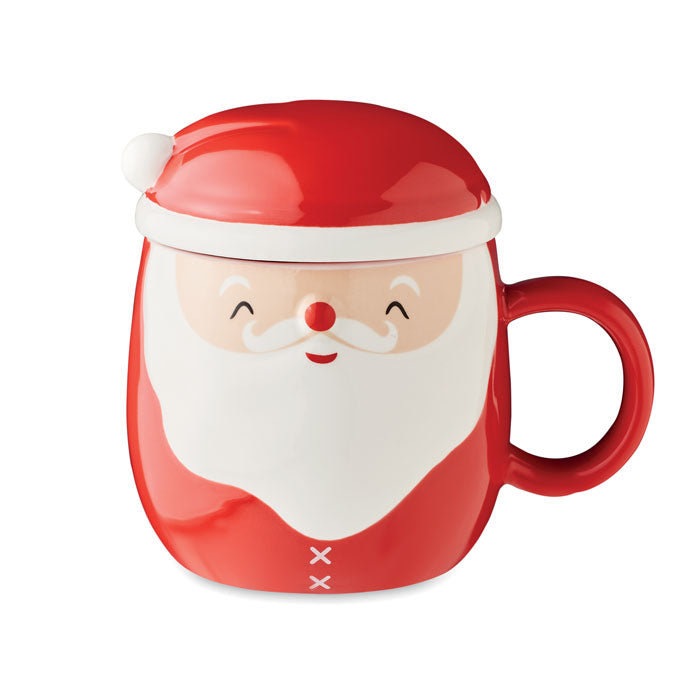 Taza de Cerámica Con Tapa 370 ml | Papá Noel-CX1492