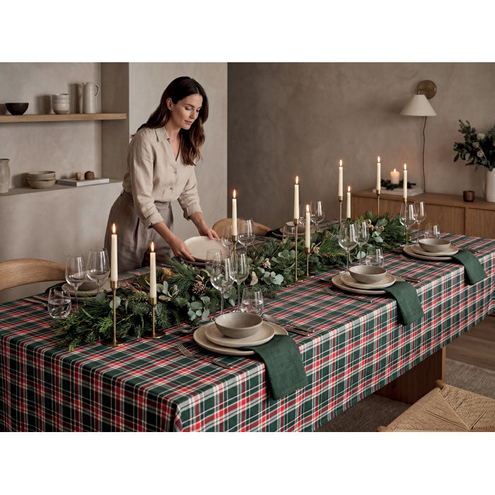 Chequered Cotton Tablecloth Set with 4 Napkins | SANTABLE CX1599