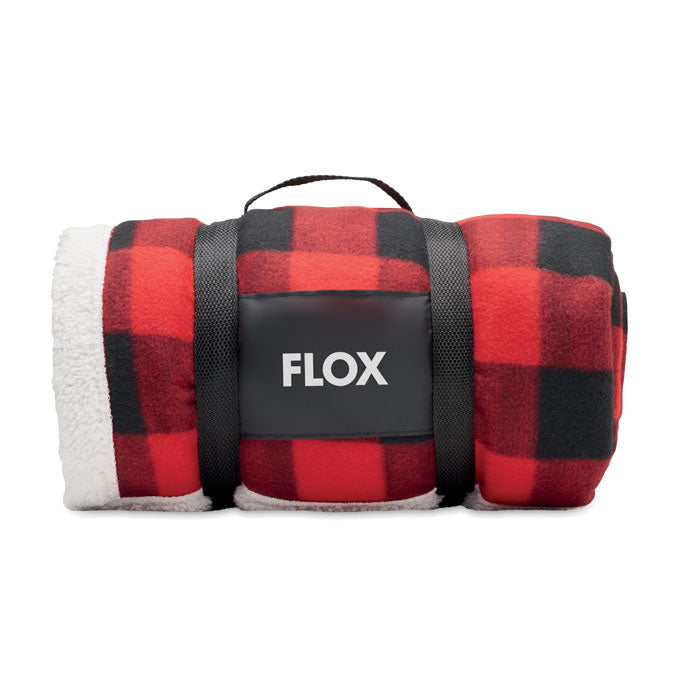 Sherpa-Lined RPET Fleece Blanket with Carry Handle | SHERMATT - MO2394