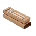 Set de bolígrafos de paja de trigo con mecanismo giratorio en caja de papel reciclado | PEAT - MO2448