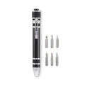 Multifunktionsstift – recyceltes Aluminium, Taschenlampe und 3 Schlitz- + 3 Kreuzschlitz-Schraubendreherköpfe | TUBULAR MO2498