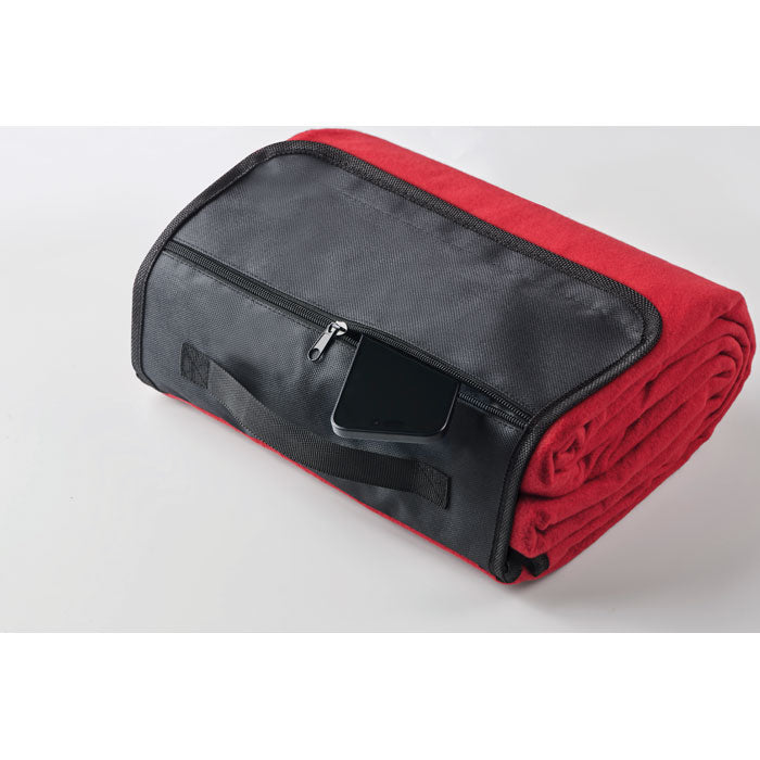 Foldable Polar Fleece Picnic Blanket with Zipper Pocket | VANIT - MO2978