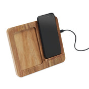 Portafoto e caricabatterie wireless da 15W in legno di acacia | FINWOOD MO3138