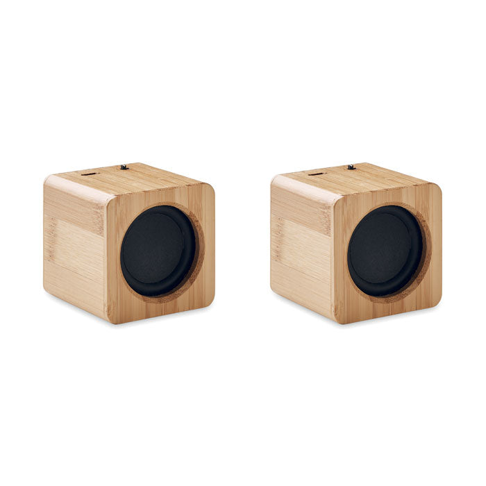 Set Of Bamboo Wireless Speaker | AUDIO SET - MO6389