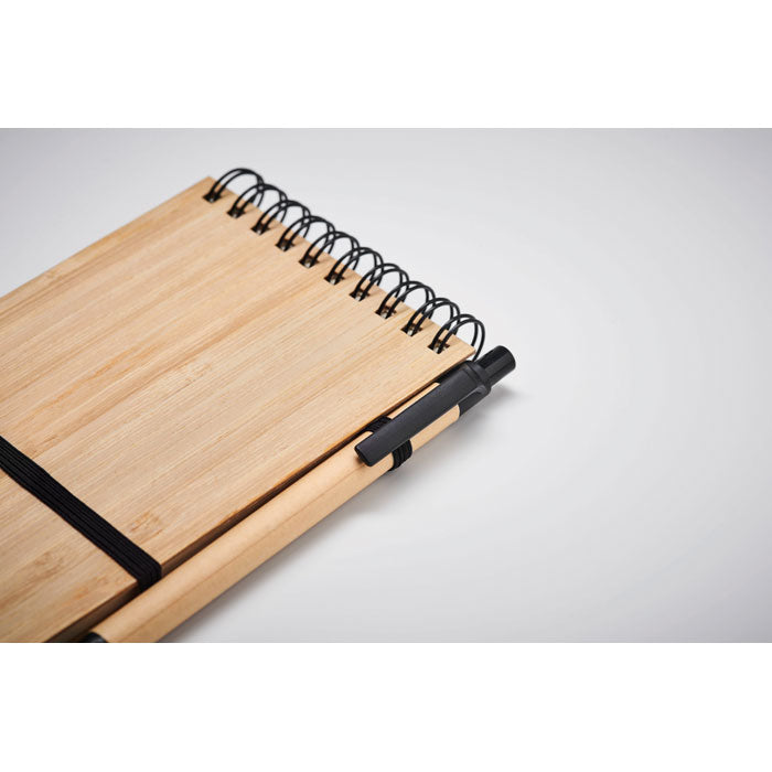 A6 Bamboo Notepad With Pen | SONORABAM - MO6528