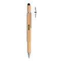 Spirit Level Pen in Bamboo with Ruler, Stylus and Screwdriver Bits | TOOLBAM MO6559