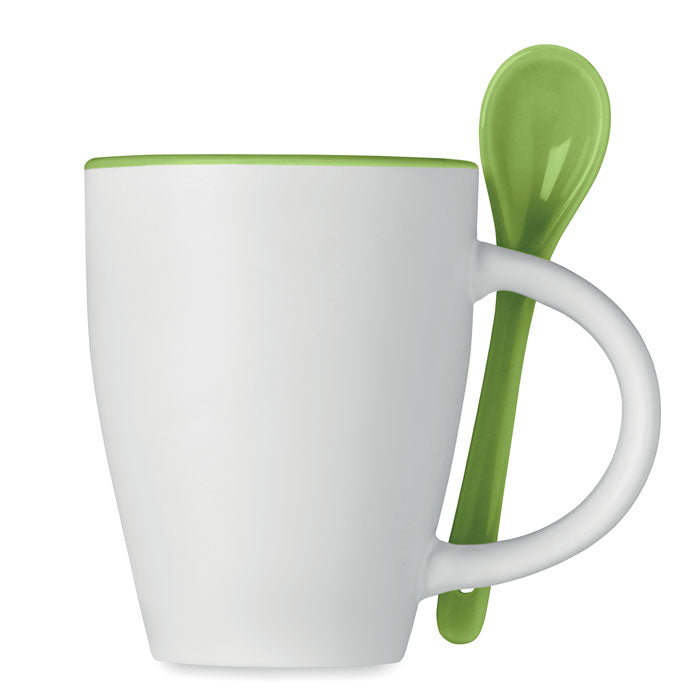 Taza Bicolor Con Cuchara 250 ml | DOBLE - MO7344