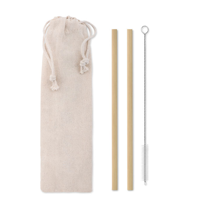 Bamboo Straw W/brush In Pouch | NATURAL STRAW - MO9630