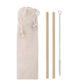 Set van 2 herbruikbare bamboe rietjes met reinigingsborstel in katoenen zakje | NATURAL STRAW MO9630