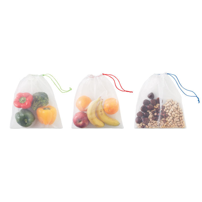 Juego De 3 Bolsas Para Alimentos De Malla Rpet | SET DE VERDURAS RPET - MO9898