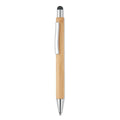 Stylo-bille à bouton-poussoir avec stylet en bambou - Encre bleue | BAYBA MO9945