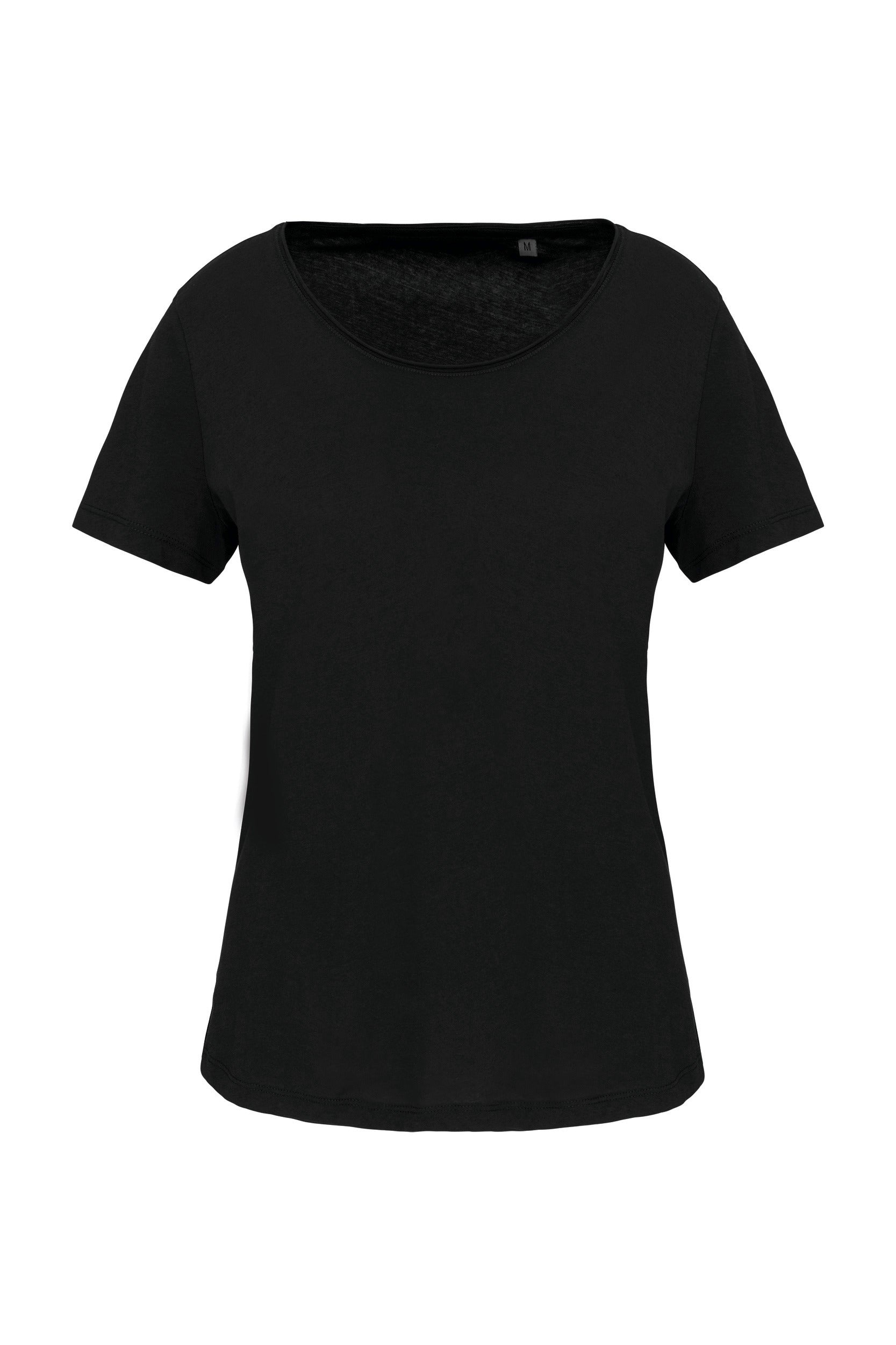 Dames T-shirt met korte mouwen van biologisch katoen met onafgewerkte halslijn - 110 g/m² - K399
