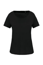 Dames T-shirt met korte mouwen van biologisch katoen met onafgewerkte halslijn - 110 g/m² - K399