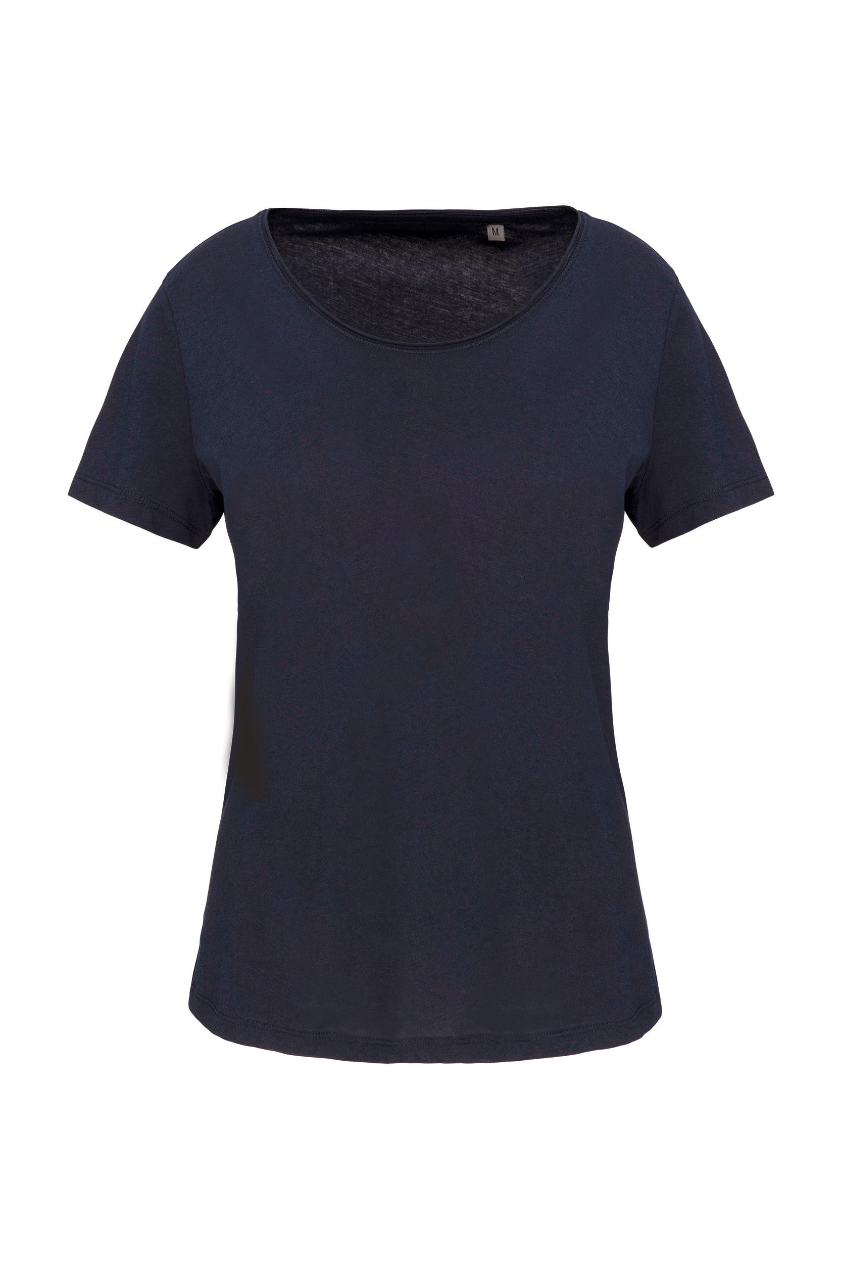 Dames T-shirt met korte mouwen van biologisch katoen met onafgewerkte halslijn - 110 g/m² - K399