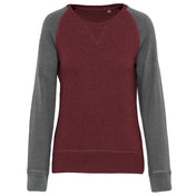 Ladies' Two-tone Organic Crew Neck Raglan Sleeve Sweatshirt - K492