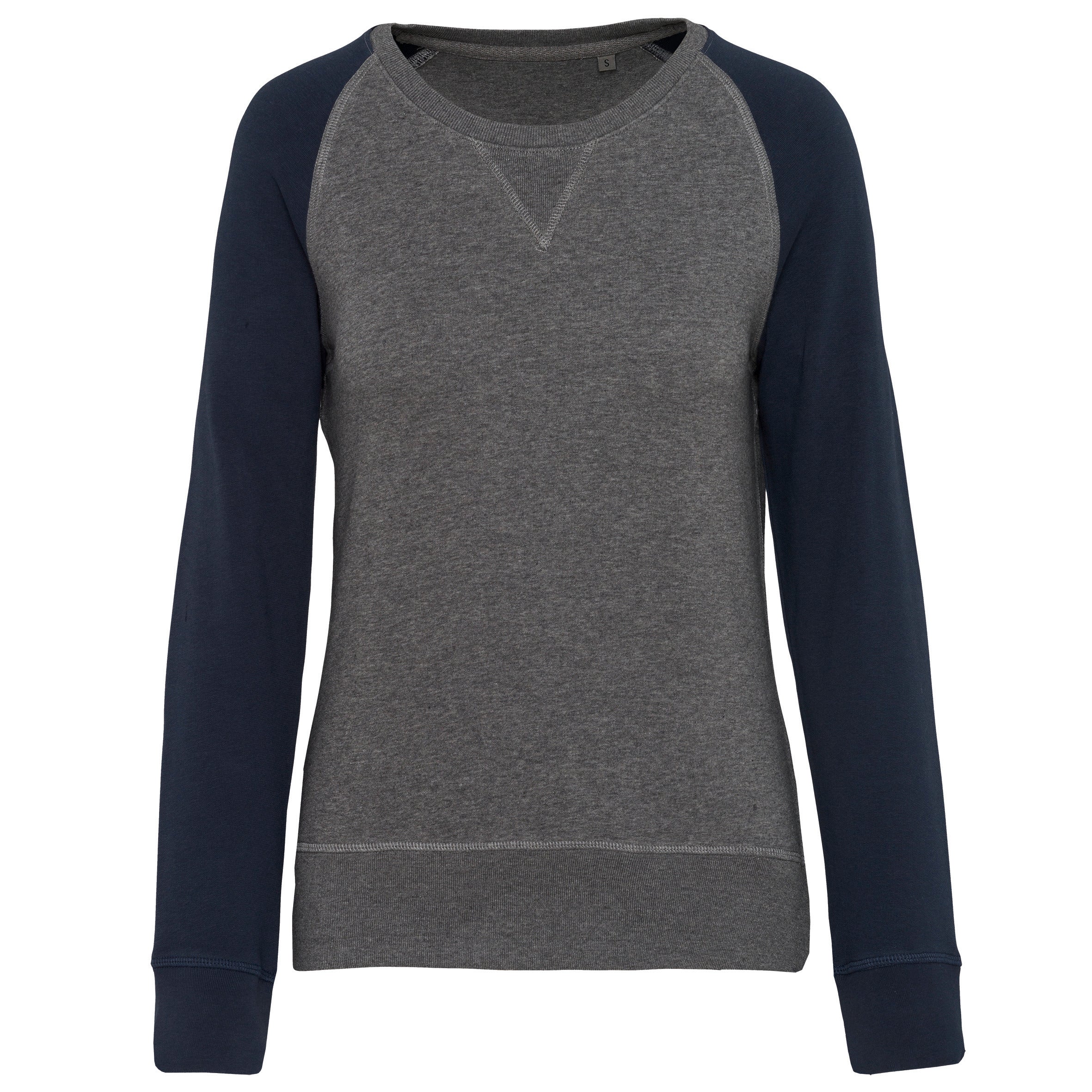 Ladies' Two-tone Organic Crew Neck Raglan Sleeve Sweatshirt - K492