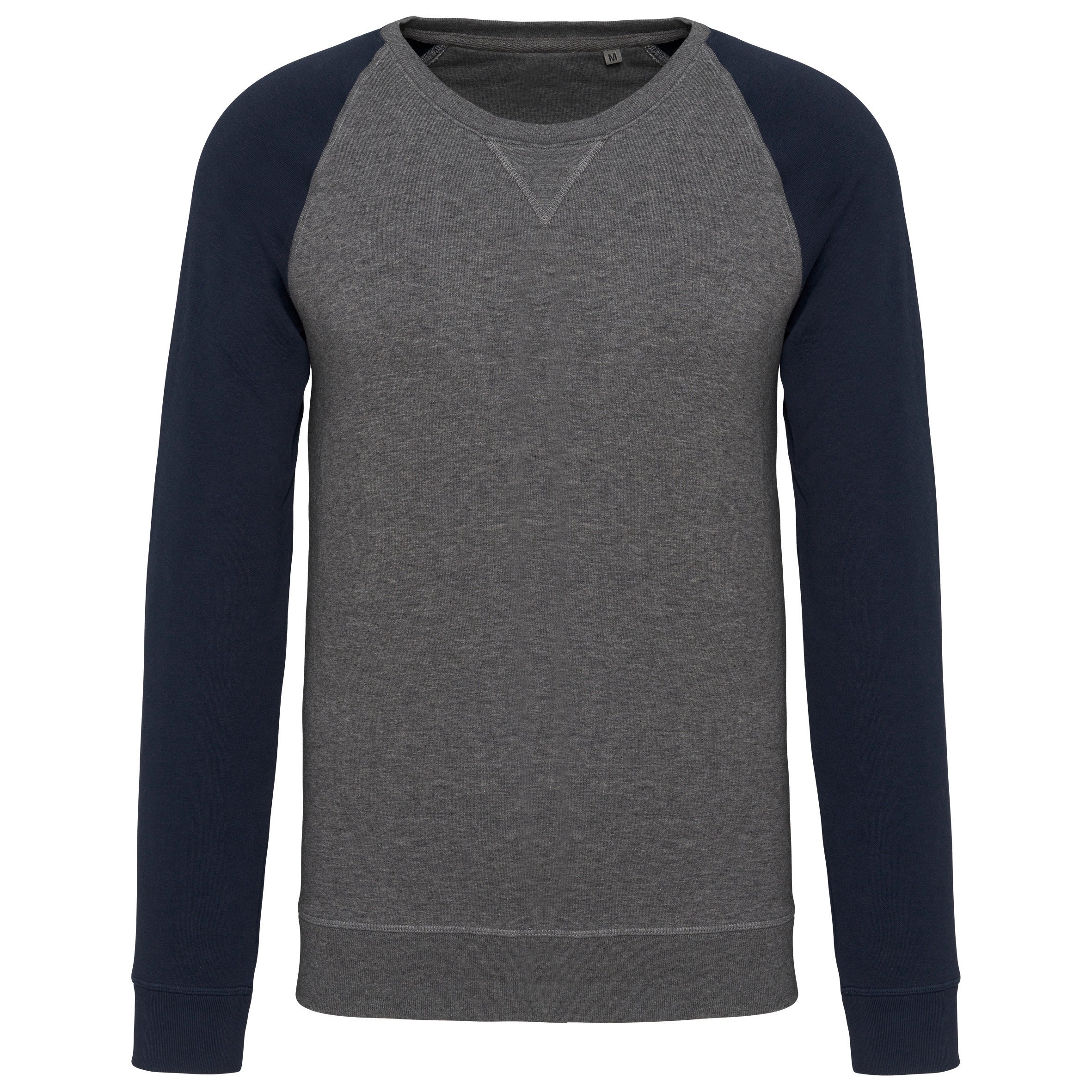 Men's Two-tone Organic Crew Neck Raglan Sleeve Sweatshirt - K491