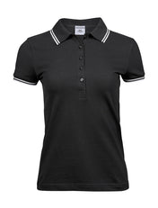 Dames Luxe Gestreepte Stretch Polo - 215 g/m² | vijftigduizend achthonderdvierenvijftig