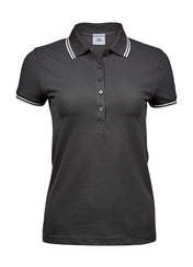 Dames Luxe Gestreepte Stretch Polo - 215 g/m² | vijftigduizend achthonderdvierenvijftig