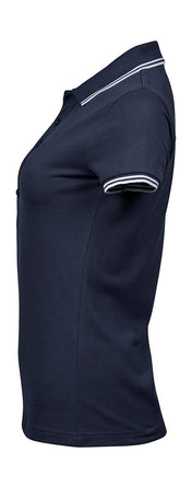 Dames Luxe Gestreepte Stretch Polo - 215 g/m² | vijftigduizend achthonderdvierenvijftig