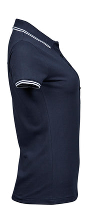 Dames Luxe Gestreepte Stretch Polo - 215 g/m² | vijftigduizend achthonderdvierenvijftig