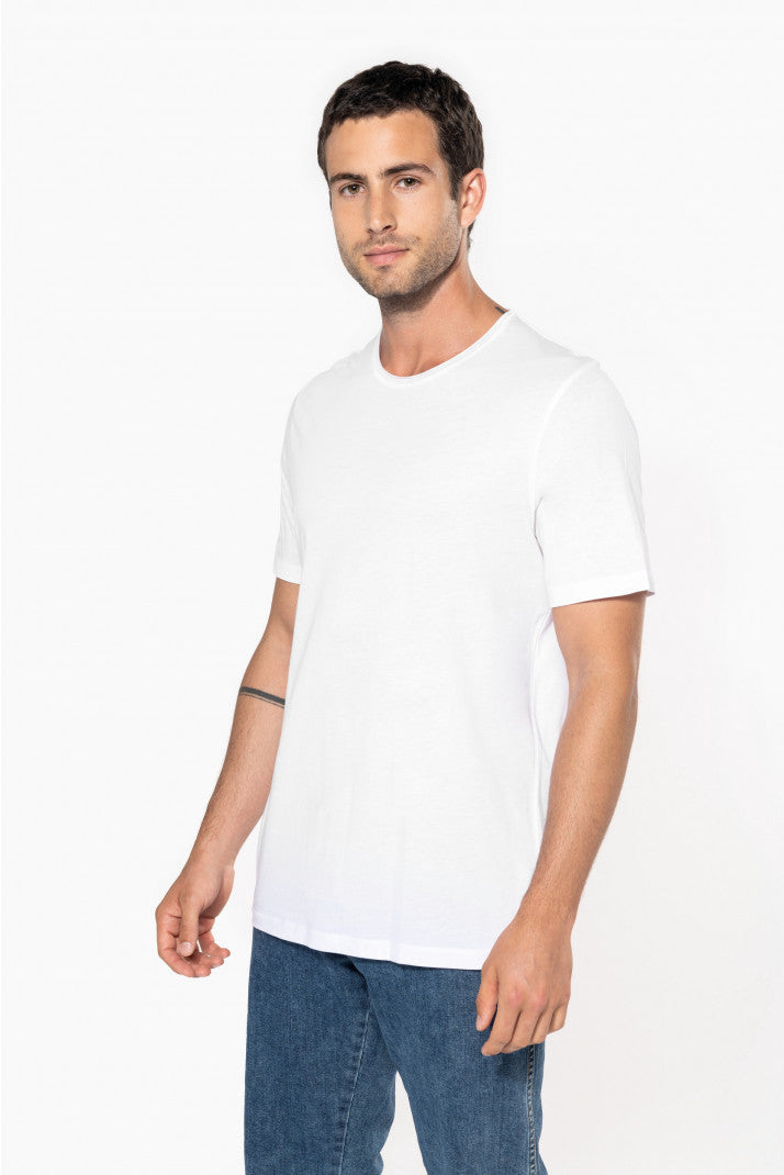 Men's Short-sleeved Organic T-shirt With Raw Edge Neckline - 110 g/m² - K398