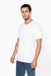Men's Short-sleeved Organic T-shirt With Raw Edge Neckline - 110 g/m² - K398