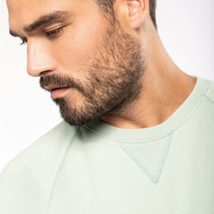 Men's Organic Cotton Crew Neck Raglan Sleeve Sweatshirt - K480